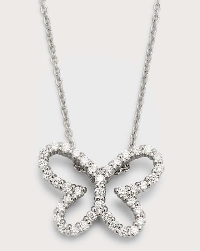 18K White Gold Open Butterfly Diamond Necklace
